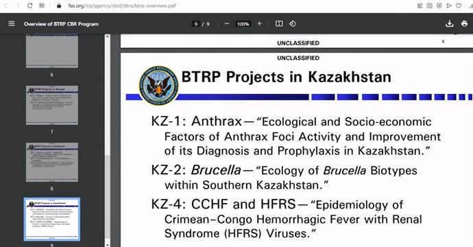 موقع روسي: ارتباط وثيق بين تفشي أوبئة في كازاخستان ومختبر بيولوجي أمريكي موجود هناك