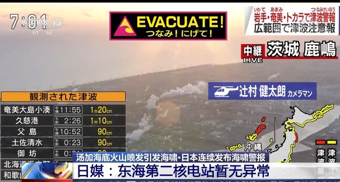 Jepang Terus Mengeluarkan Peringatan Tsunami Setelah Gunung Berapi Bawah Laut di Tonga Meletus