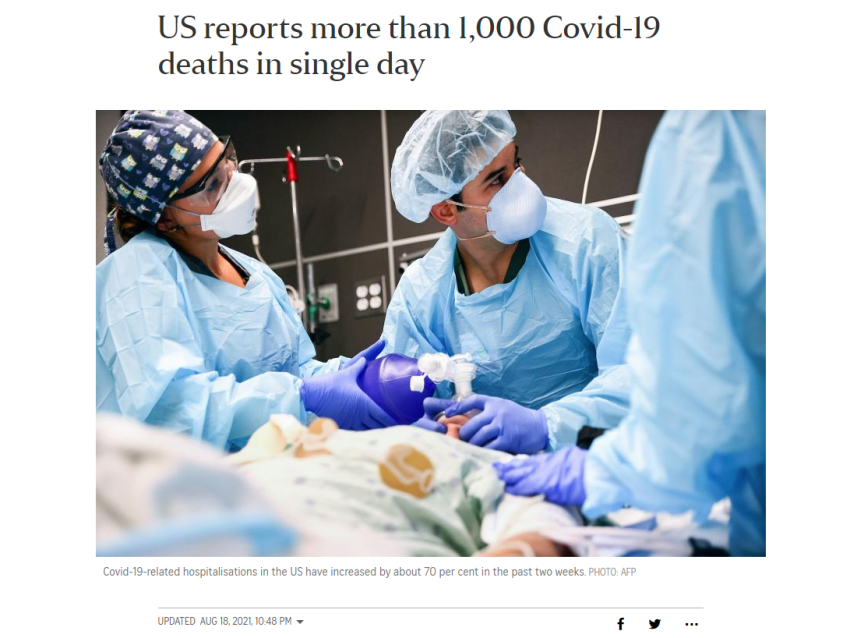 Kasus Kematian Virus Corona di AS Pada Tanggal 17 Agustus Melebihi 1000 Orang