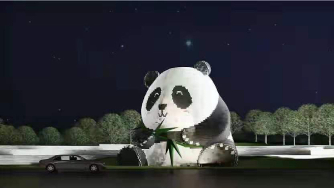新しい成都天府国際空港　巨大パンダが「変面」を披露