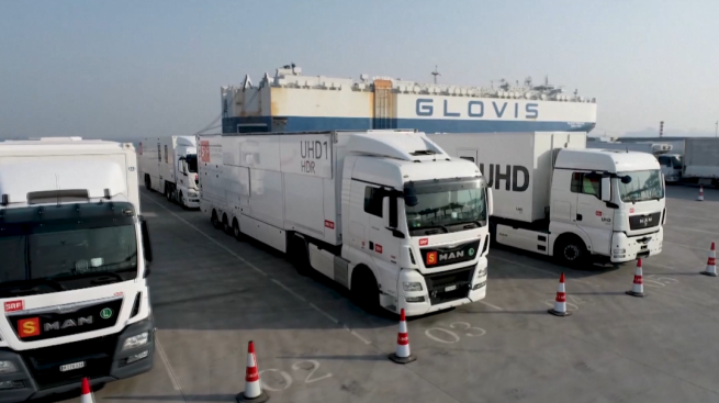 IOC五輪放送用中継車の第1陣が天津港に到着