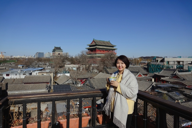 冬の北京市 おいしいコーヒーさえあれば屋根の上でも寒くない