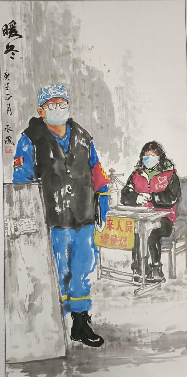 หนุ่มจีนวาดภาพส่งต่อความอบอุ่นต้านโรคระบาดในหน้าหนาว
